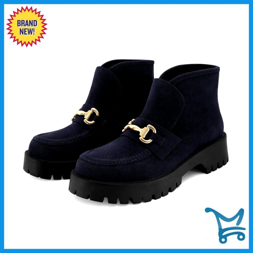 Women's Platform Ankle Boots Chunky Heel Slip On Comfortable Booties